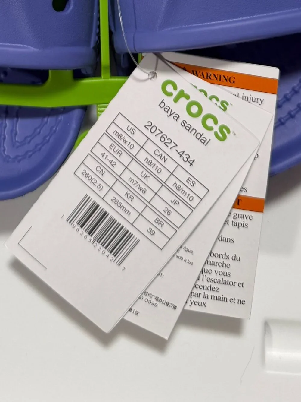 New With Tags Crocs Baya Sandals Shoes Periwinkle Blue Purple Womens 10 Mens 8